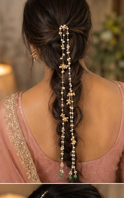 Pearl Kundan Hair Accessories | Traditional Indian Jewelry