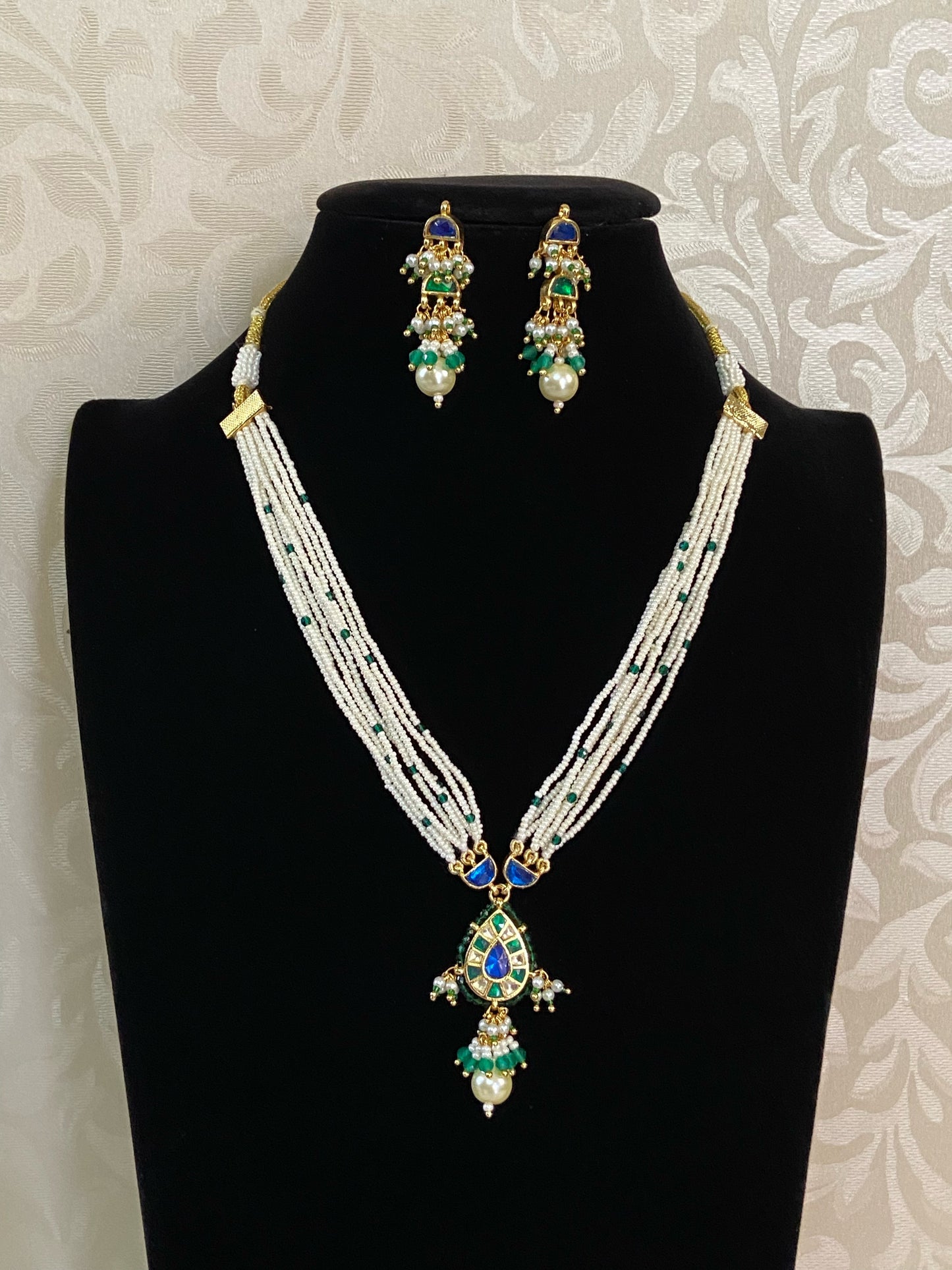 Ahamadabadi kundan pendant pearls set | Indian jewelry in USA