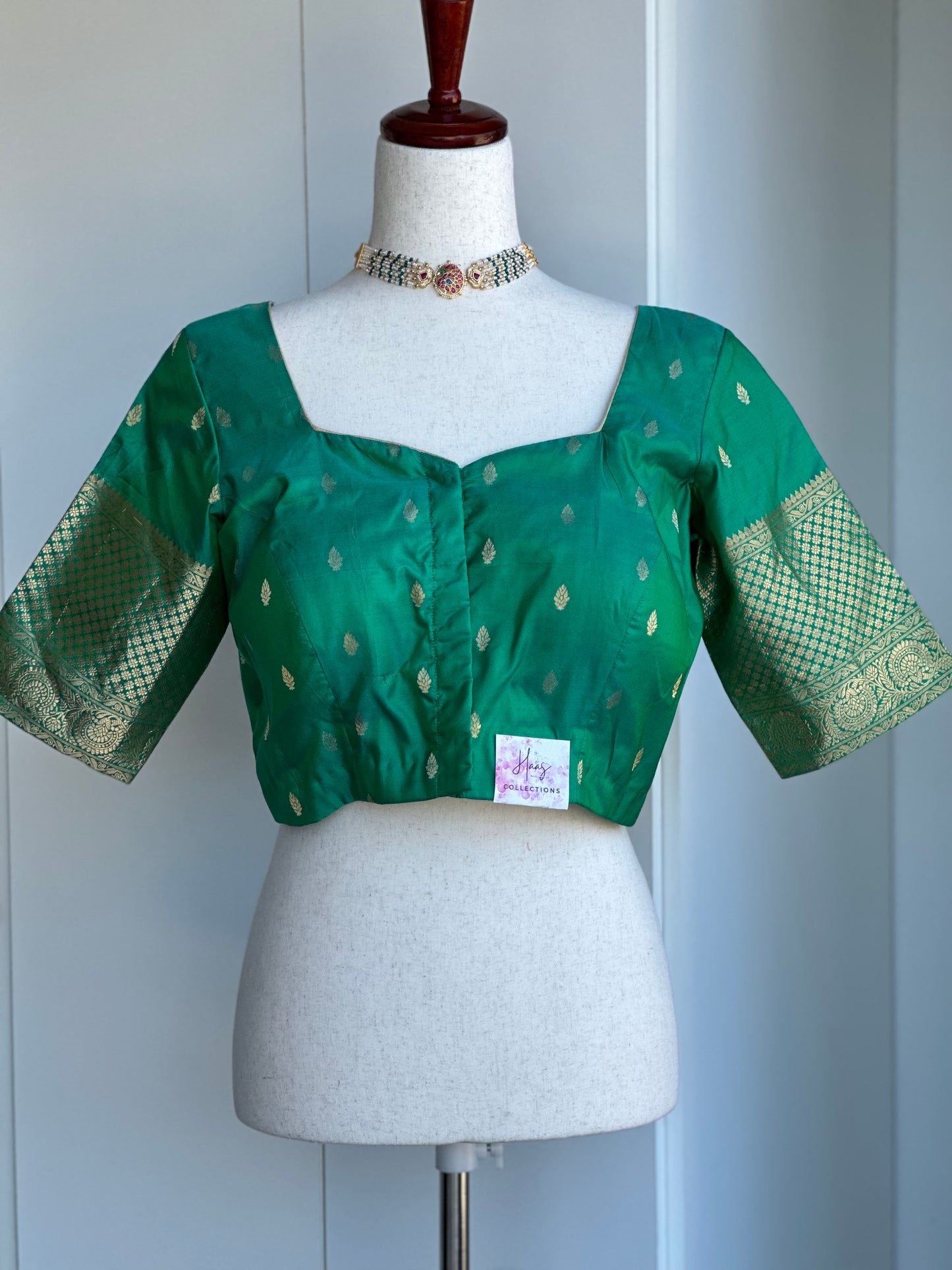 Green pure silk blouse | Saree blouses in USA | Saree blouses online