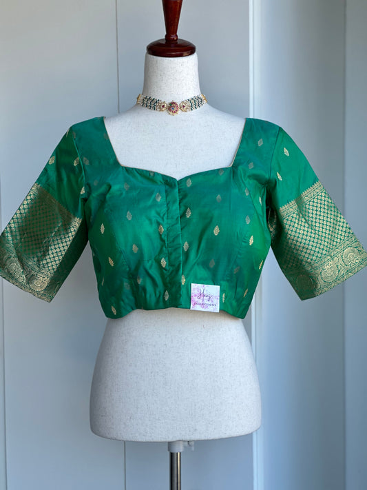 Green pure silk blouse | Saree blouses in USA | Saree blouses online