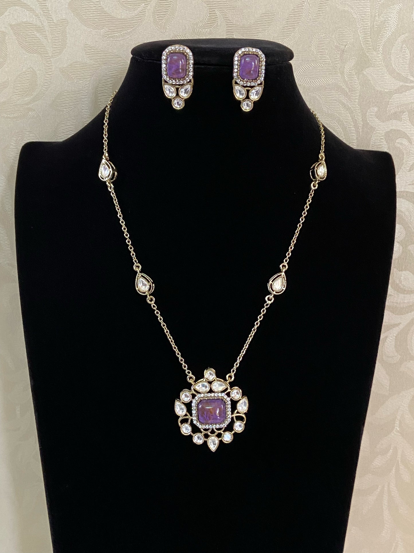 Moissanite pendant necklace set | Gift ideals | Indian jewelry in USA