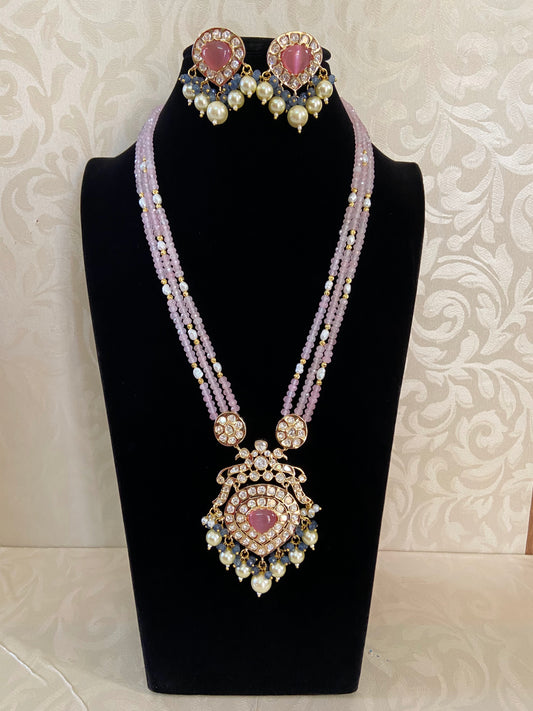 Kundan pendant necklace | Long beads necklace | Indian jewelry