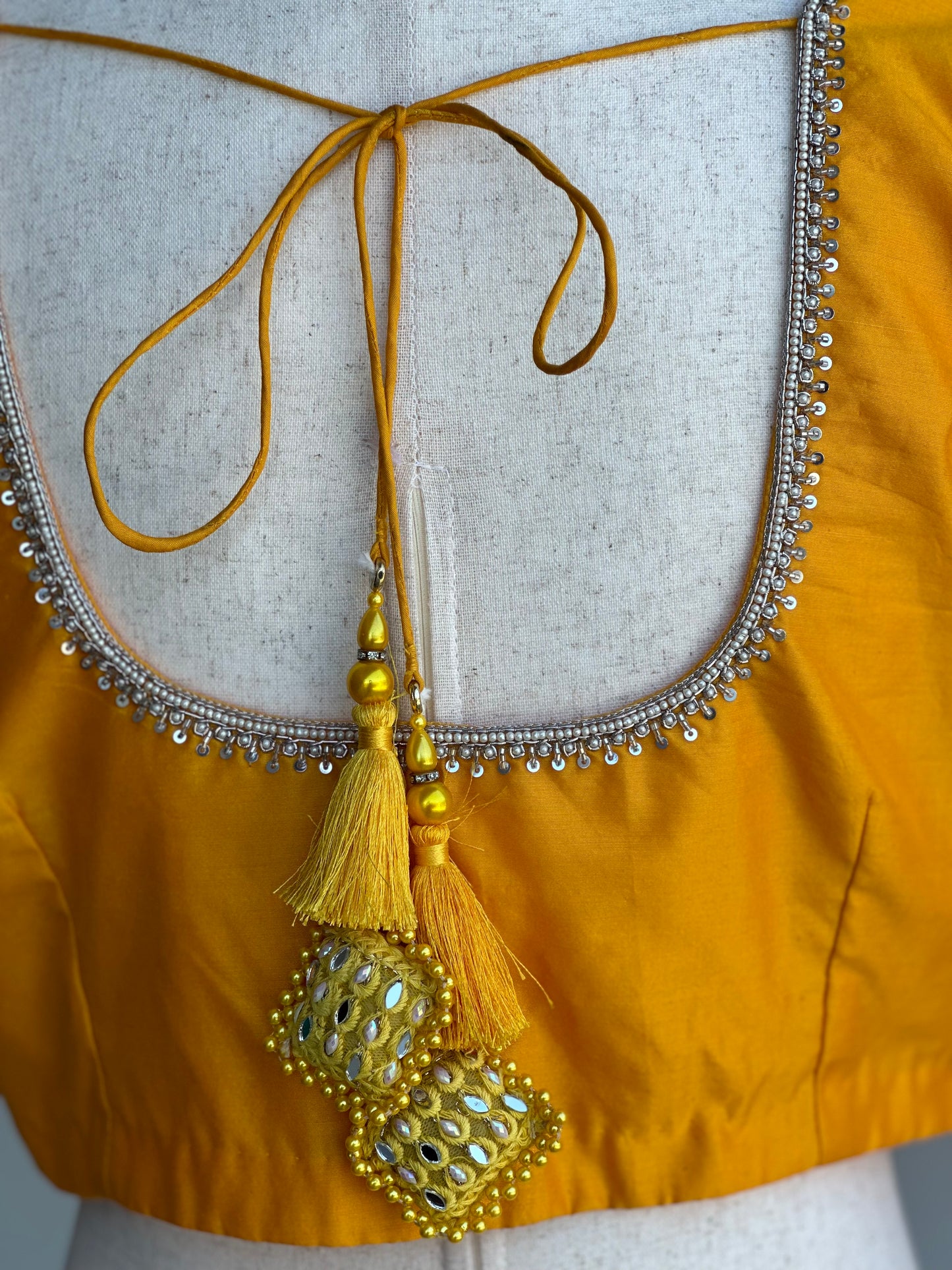 Yellow silver embroidery blouse | Saree readymade blouses in USA