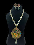 Tanjore work pendant necklace| Statement pendant necklace | pearls necklace