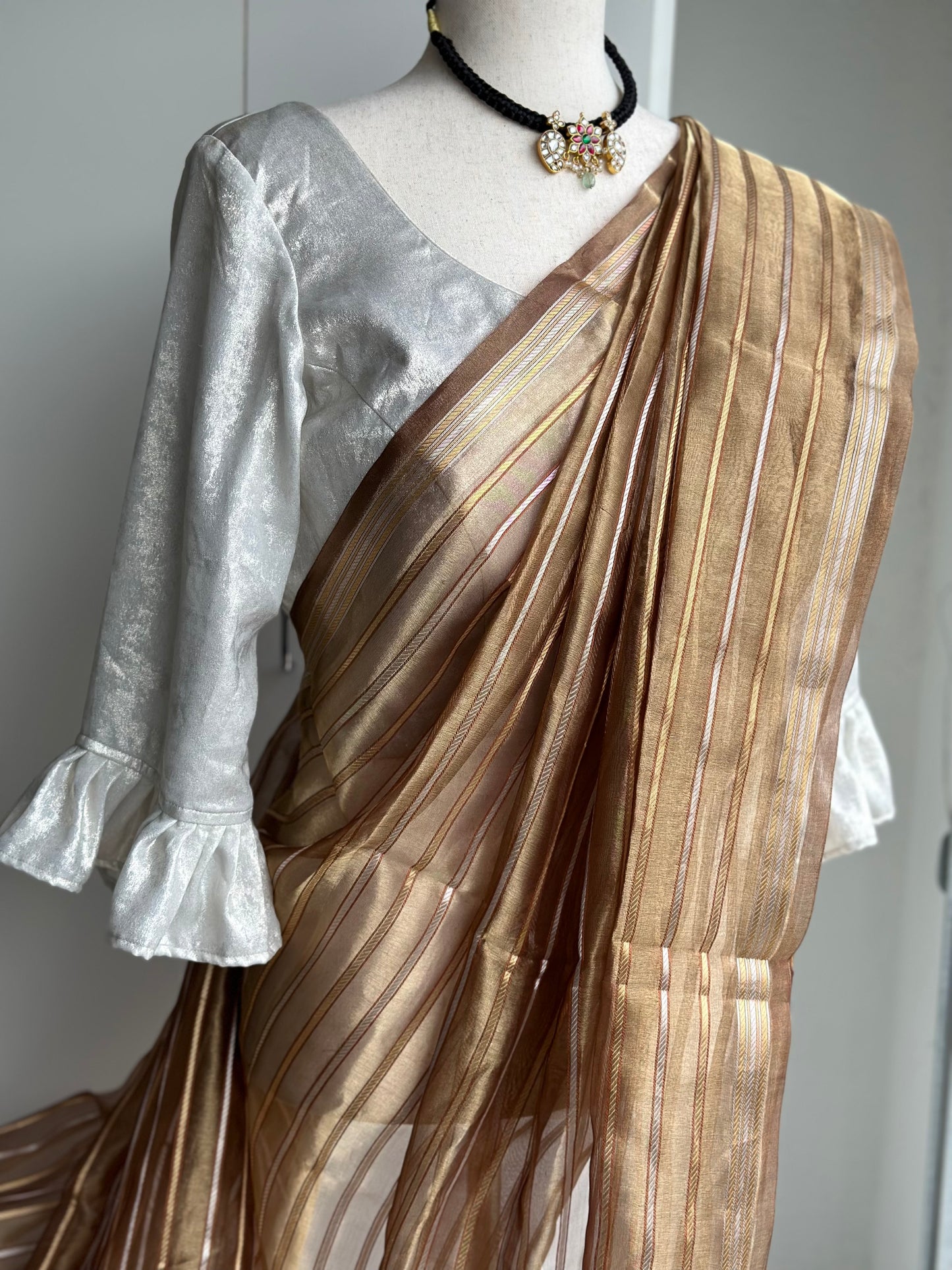 Tissue saree with designer blouse | Party wear saree | Silkmark saree