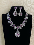 Diamond look ad necklace | Cz necklace with earrings