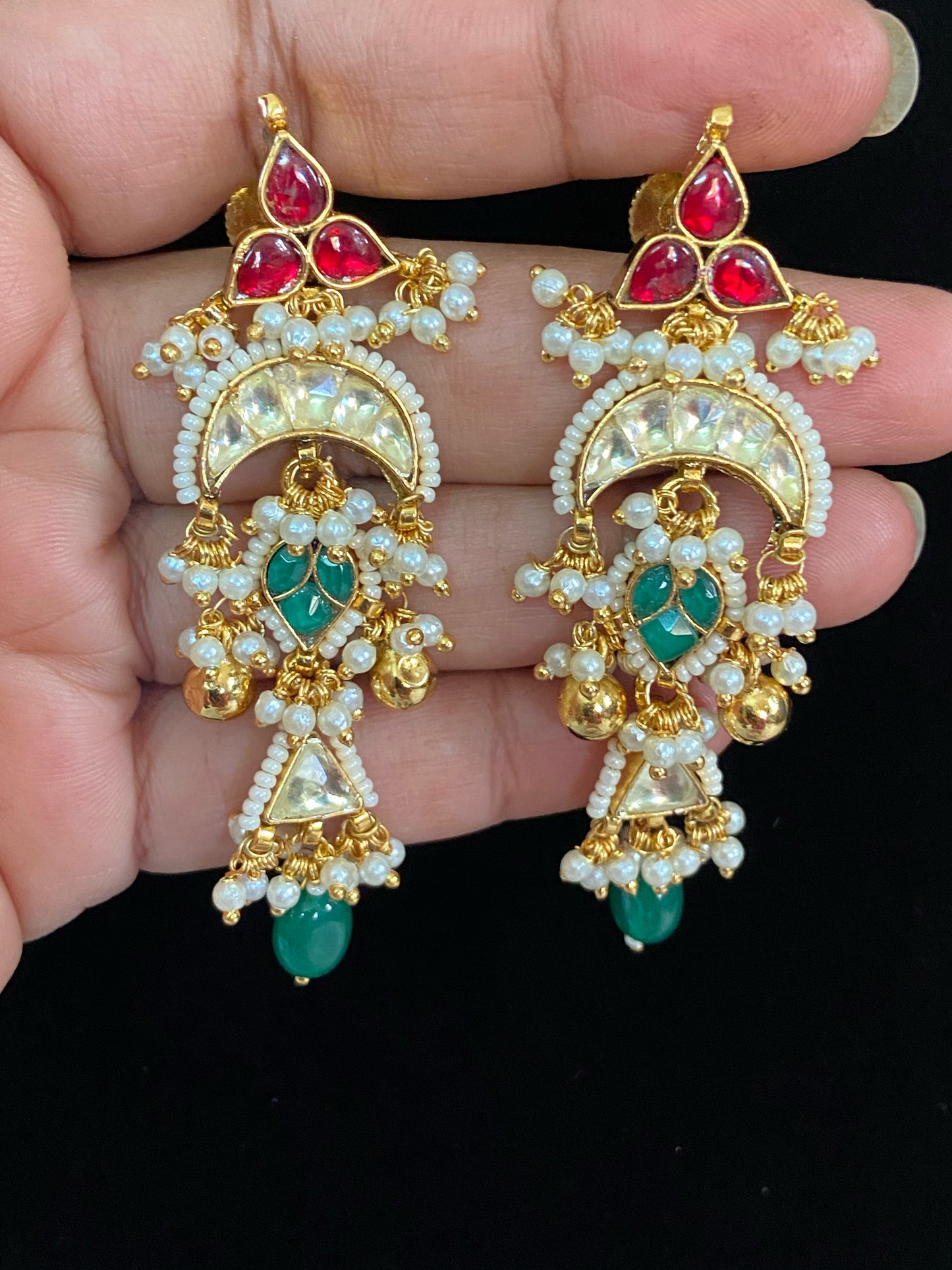 Pachhi Kundan earrings \ Handmade earrings | Indian jewelry in USA