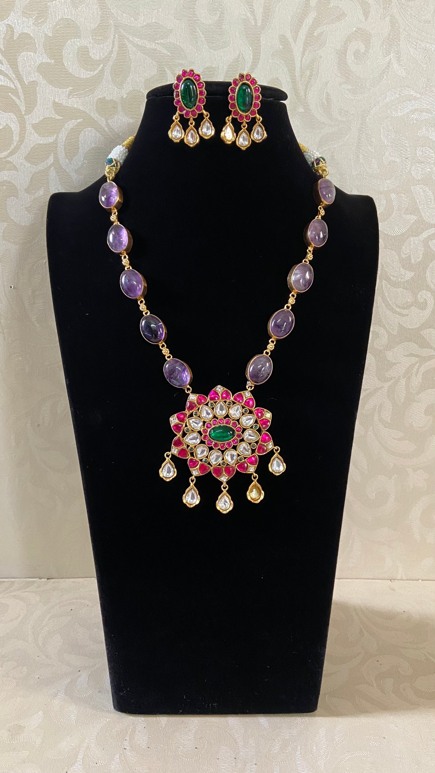 Natural stones Fusion Necklace | Indian Jewelry | Statement necklace