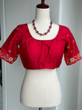 Hand embroidery raw silk blouses