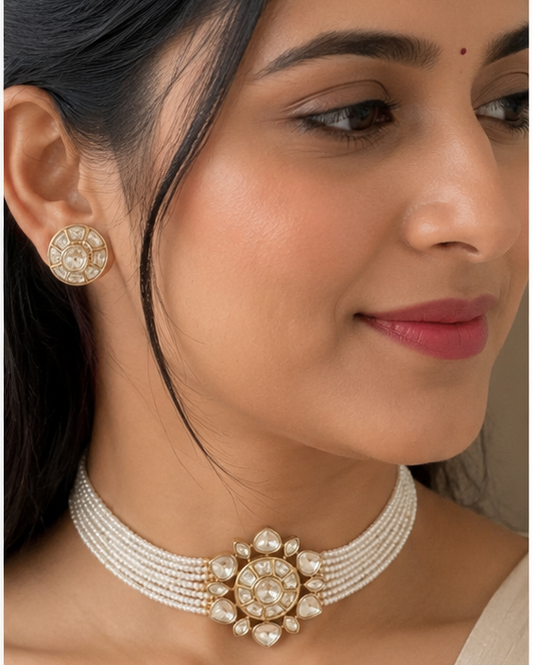 Polki Kundan Pendant Pearl Choker Set | Indian Jewelry In USA
