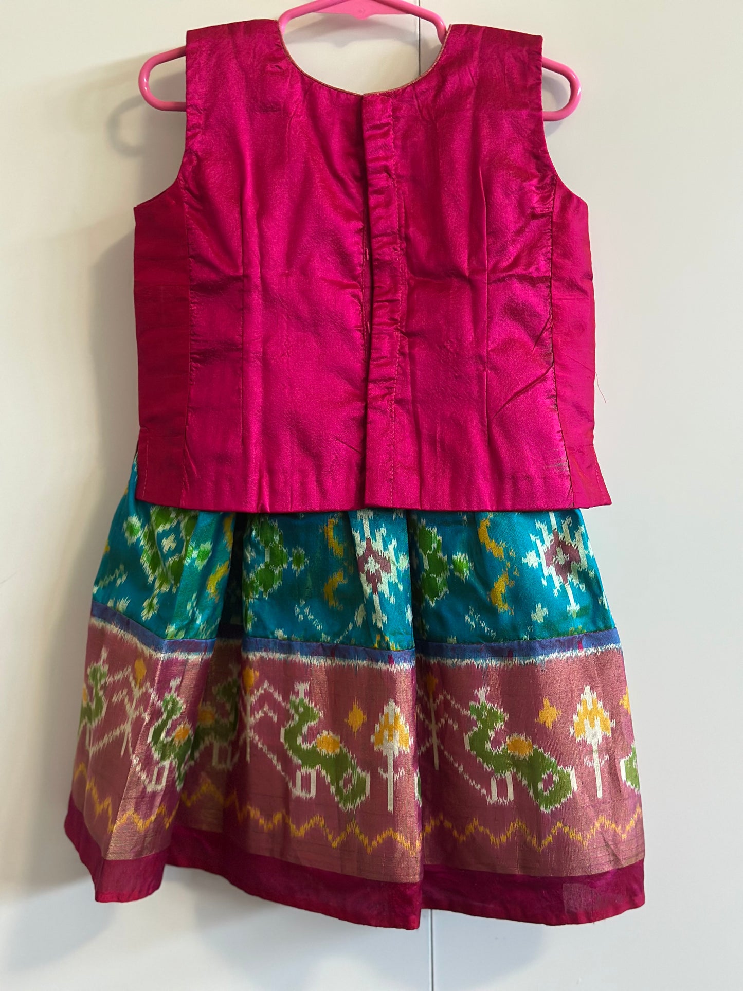 Pure Silk Ikkat Baby Lehanga | Ikkat Pattu Pavada | Girls party wear dresses