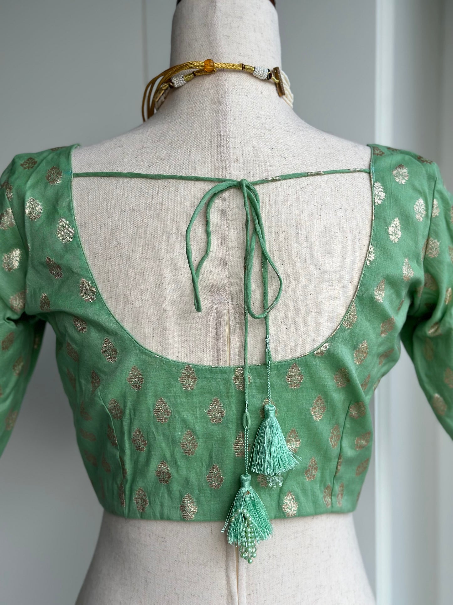 Mint green saree blouse | Custom saree blouse