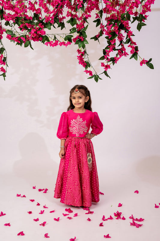 Girls Pink Top & Skirt | Girls ethnic wear | Girls party wear dresses