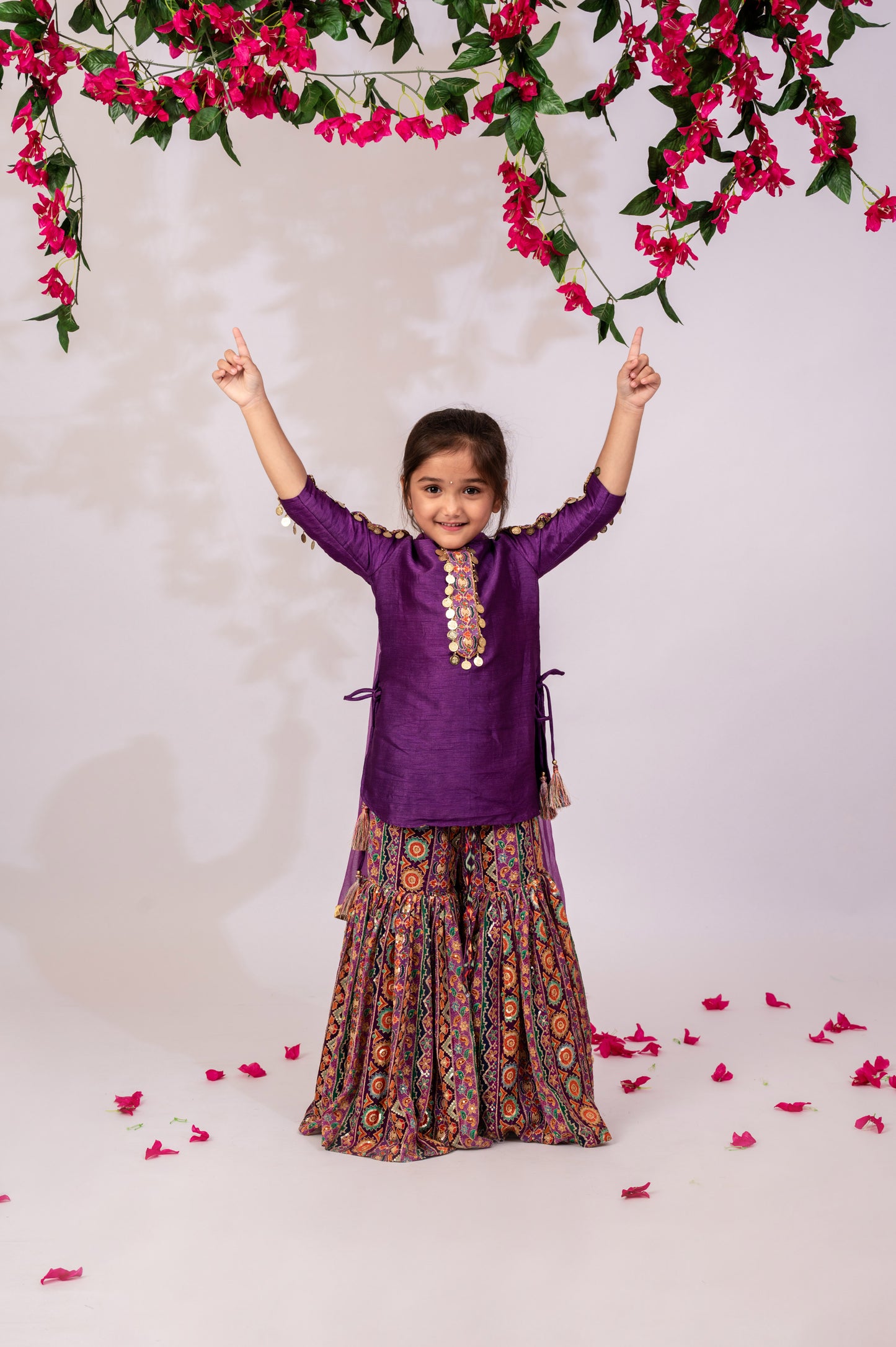 Girls Purple Sharara & Stylish Kurta Set | Girls ethnic wear in USA