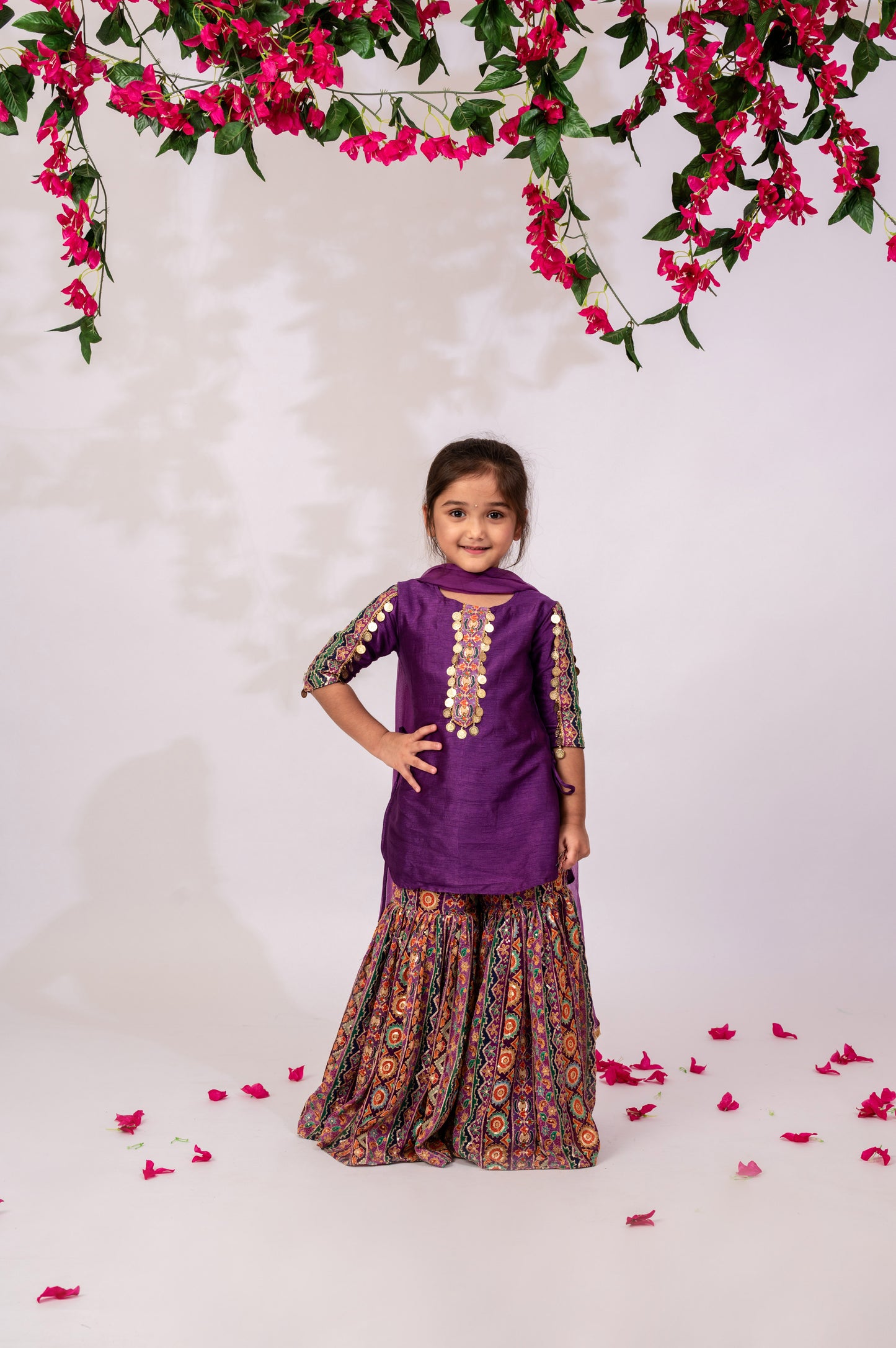 Girls Purple Sharara & Stylish Kurta Set | Girls ethnic wear in USA