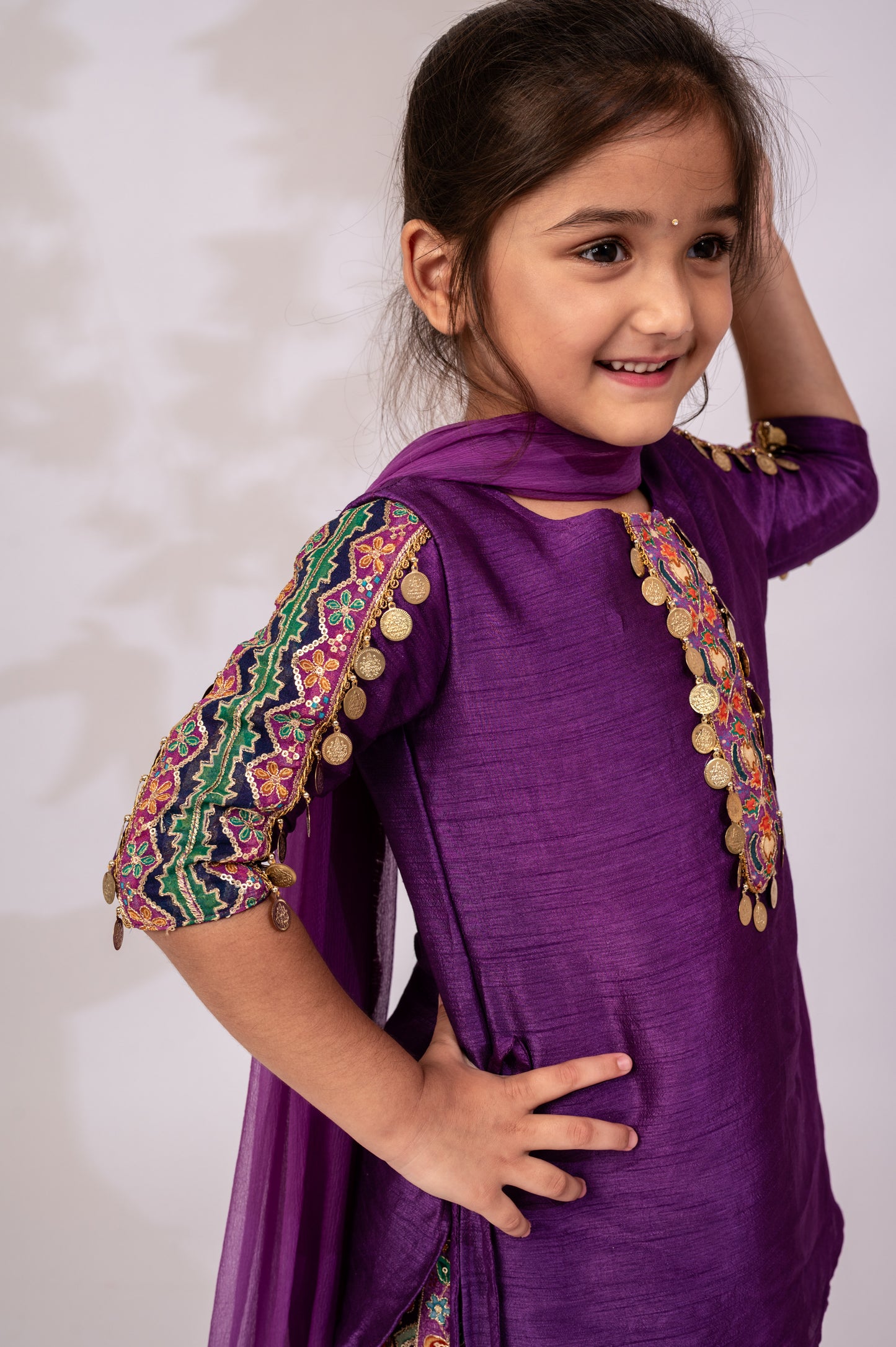 Girls Purple Sharara & Stylish Kurta Set | Girls ethnic wear in USA