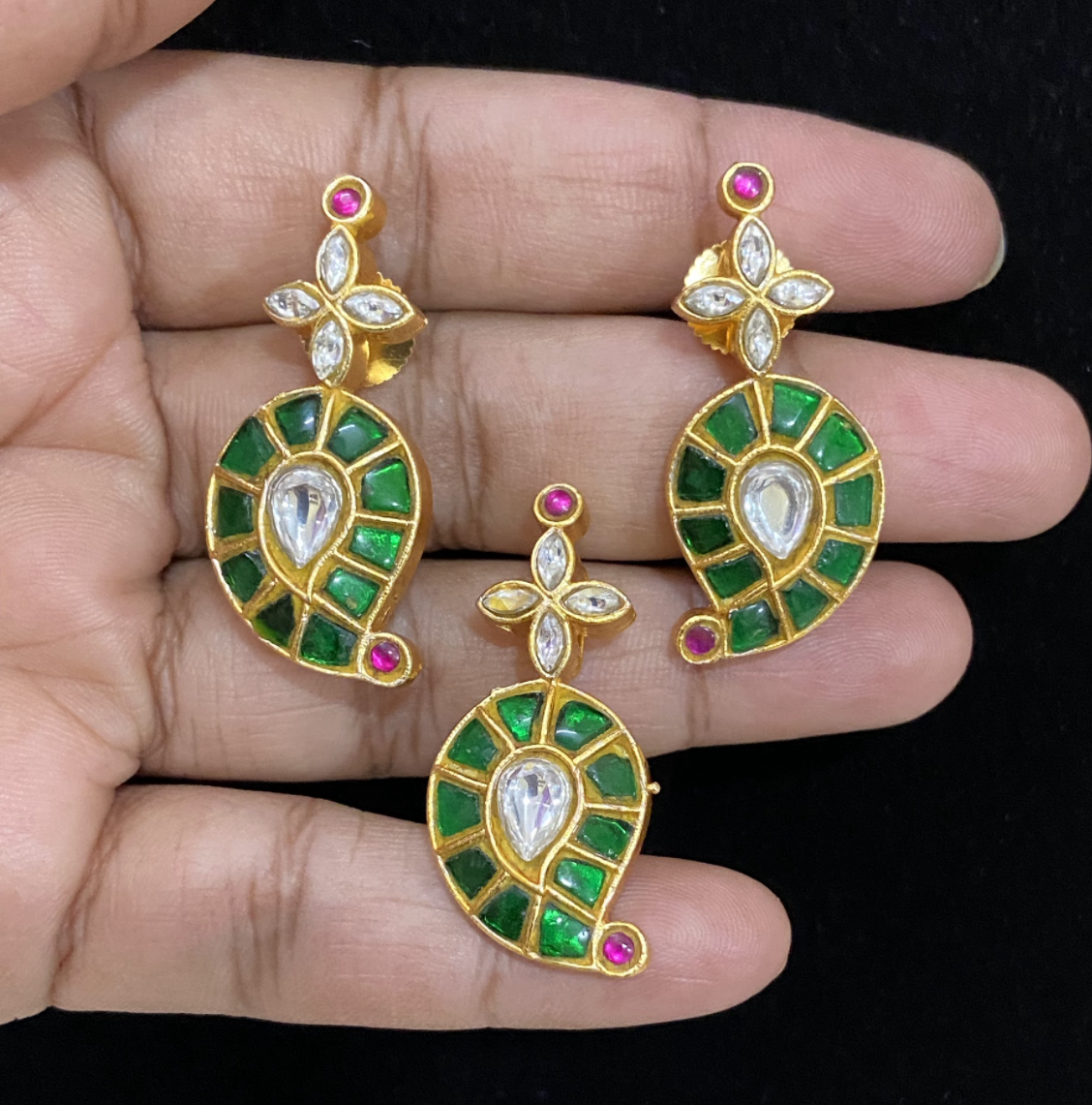 Pendant set | Handmade pendant set | Judau kundan pendant