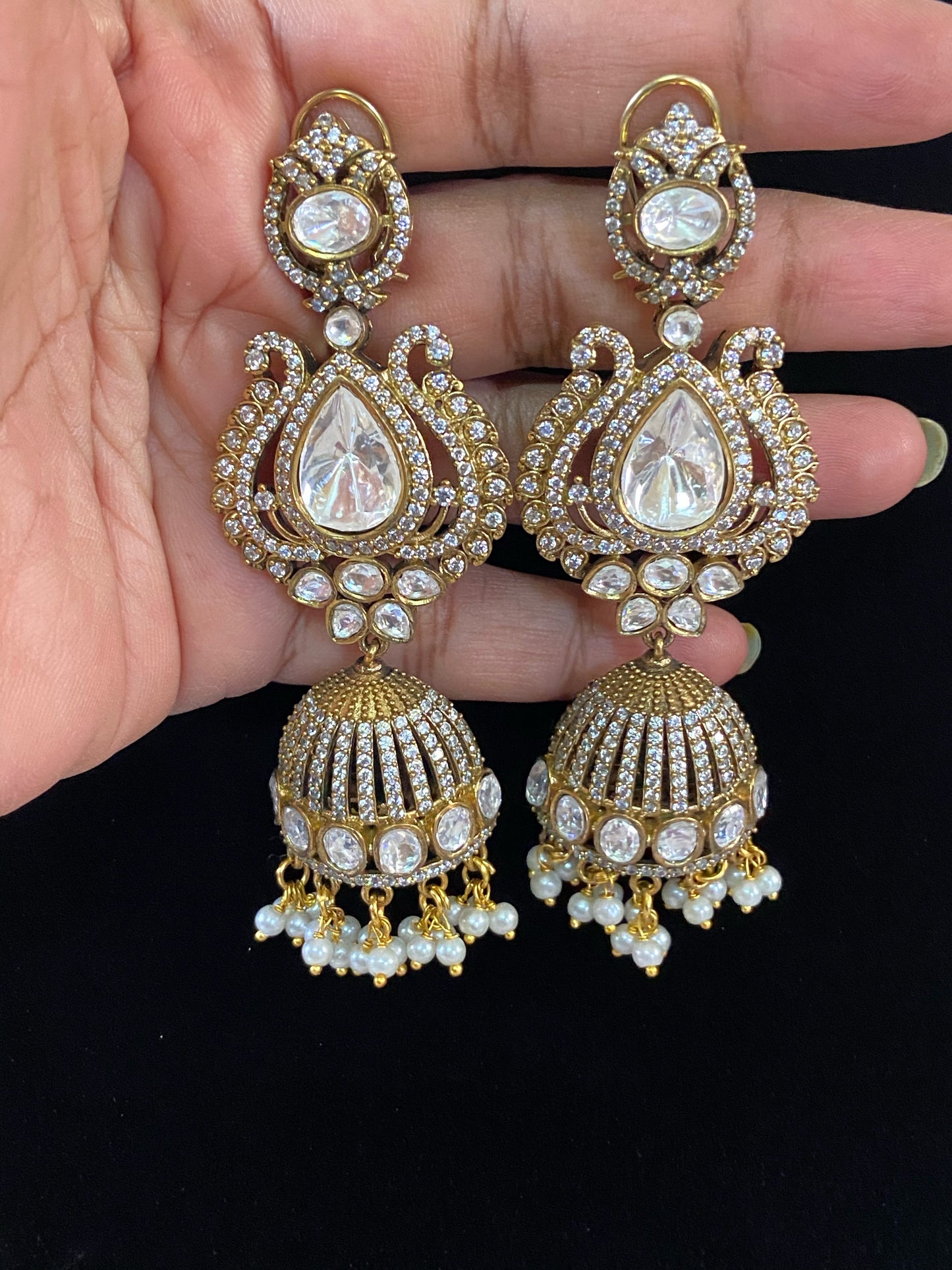 Victorian moissanite polki earrings | Partywear earrings