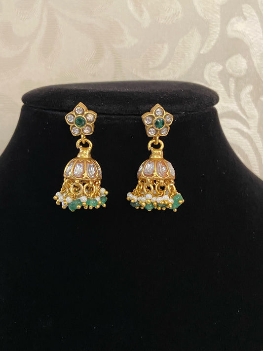 Small jadau kundan jumki | handmade Indian jewelry