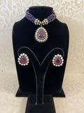 Doublet and Moissanite polki necklace | Statement necklace