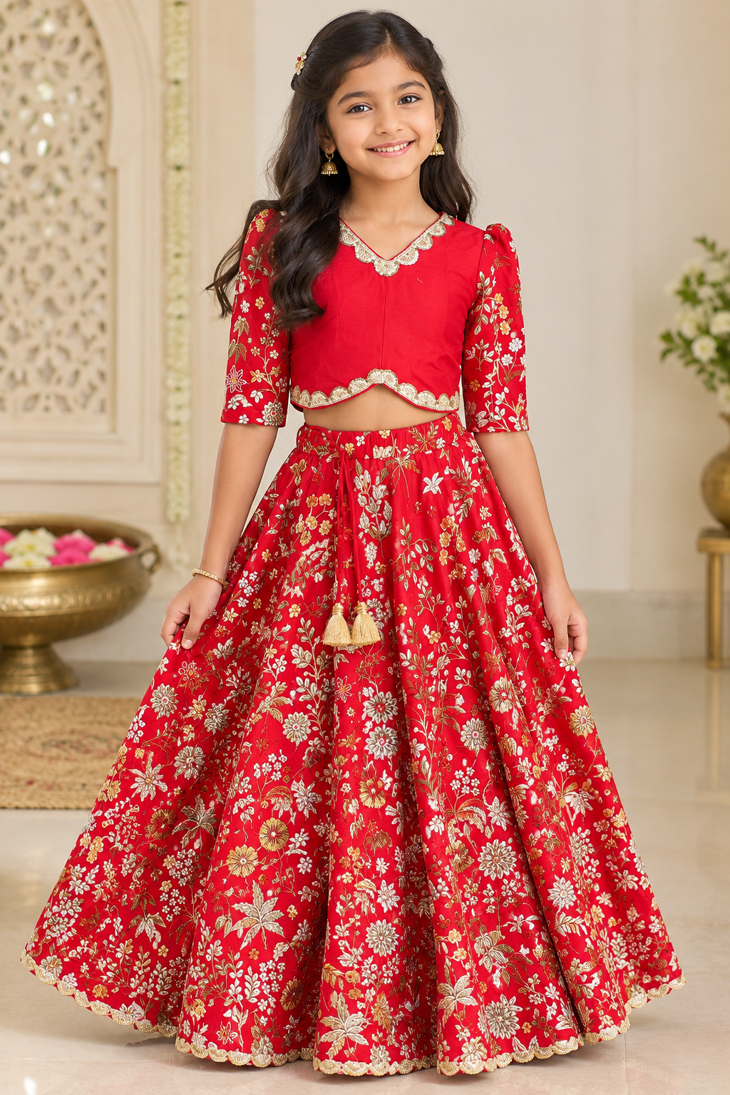 Girls Red Top & Skirt | Party wear dress for girls