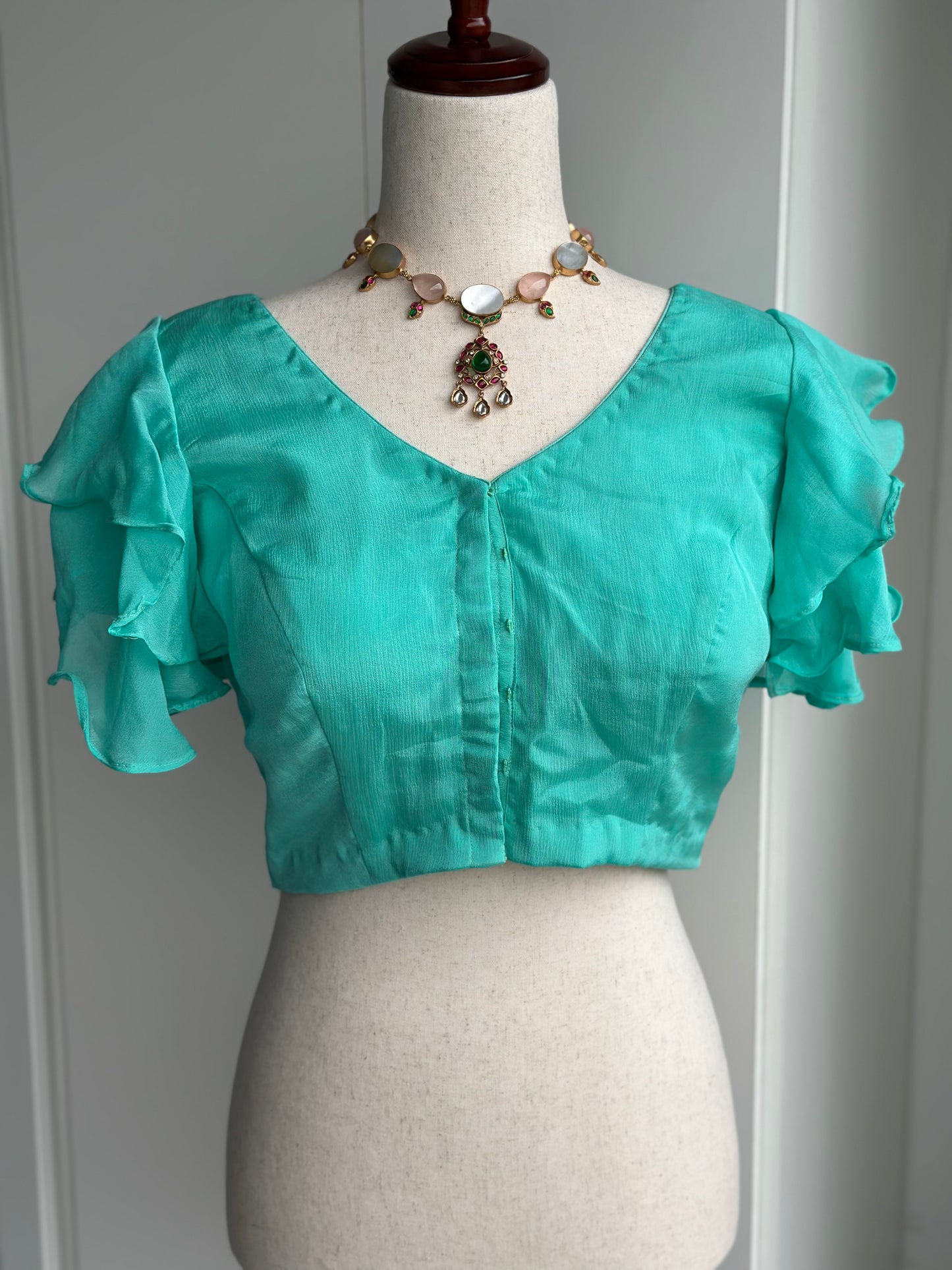 Crape silk blouse | fancy blouse for saree