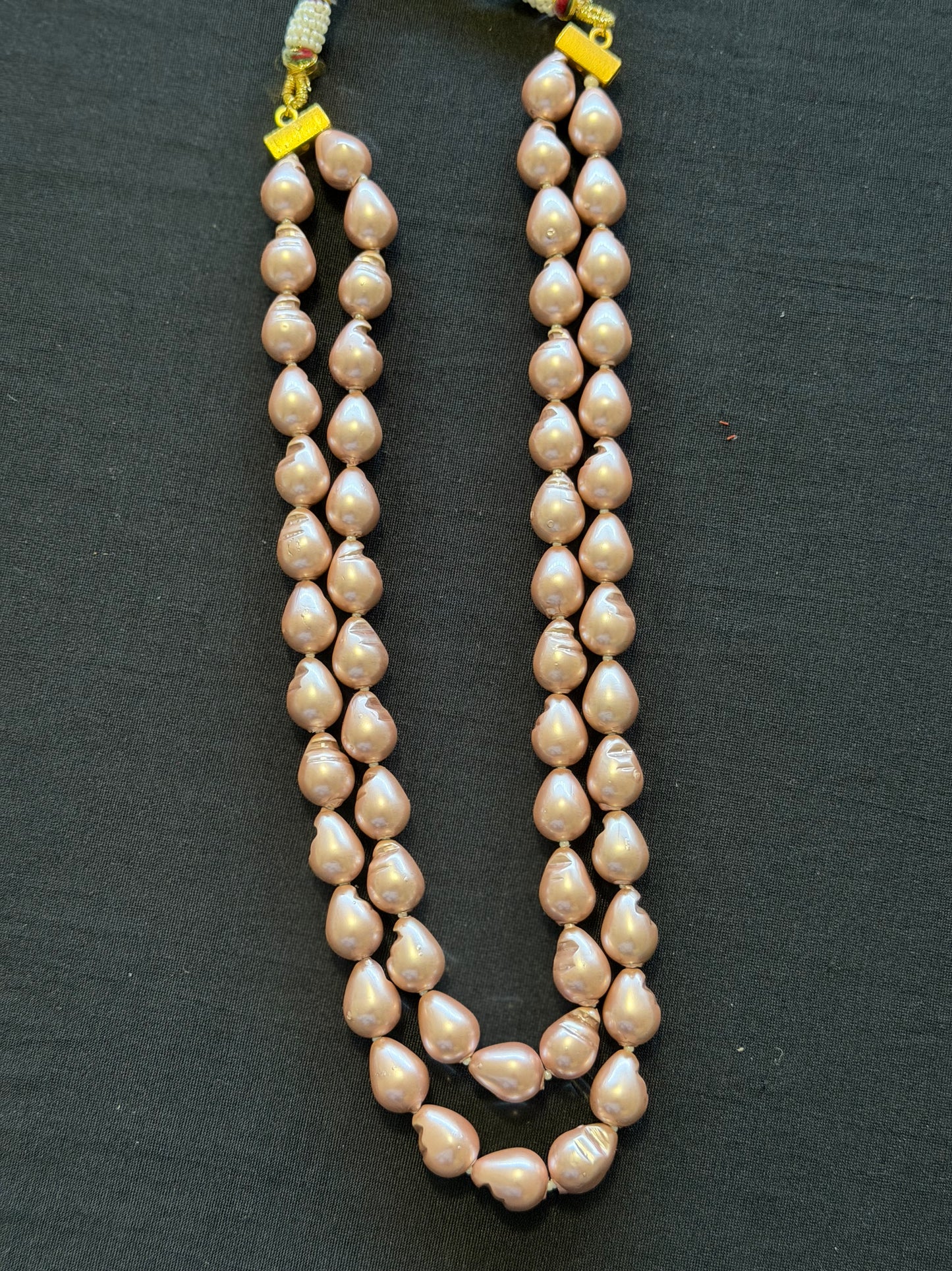 Rose Gold baroque Pearl Double Line Necklace | Latest Indian Jewelry