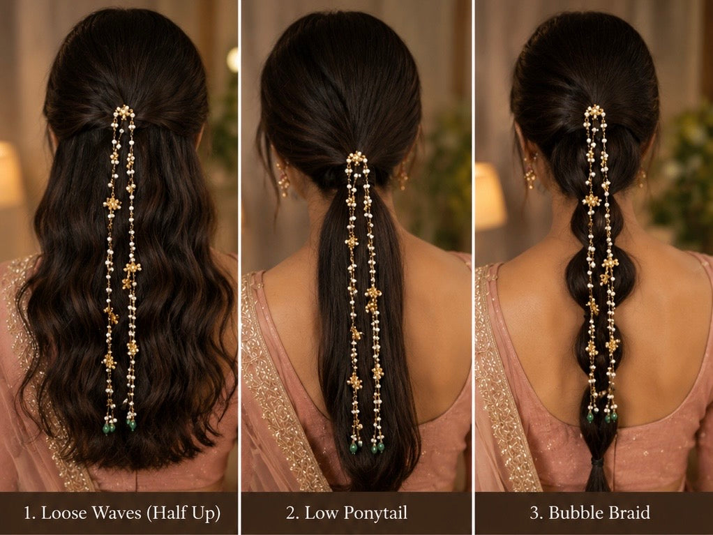 Pearl Kundan Hair Accessories | Traditional Indian Jewelry