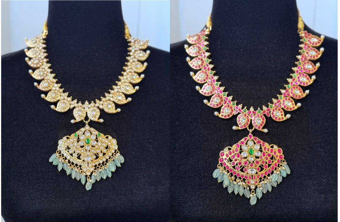Jadau Kundan Mango 2 in 1 Necklace | Indian Traditional Jewelry In USA