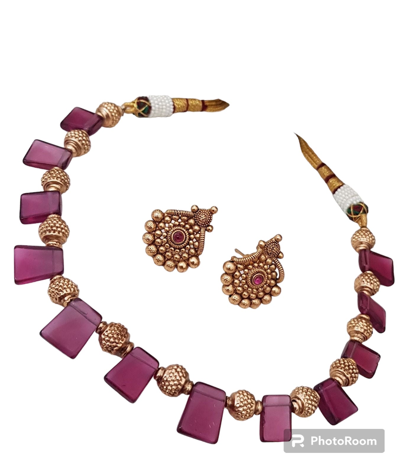 Simple red stones necklace | Indian jewelry in USA
