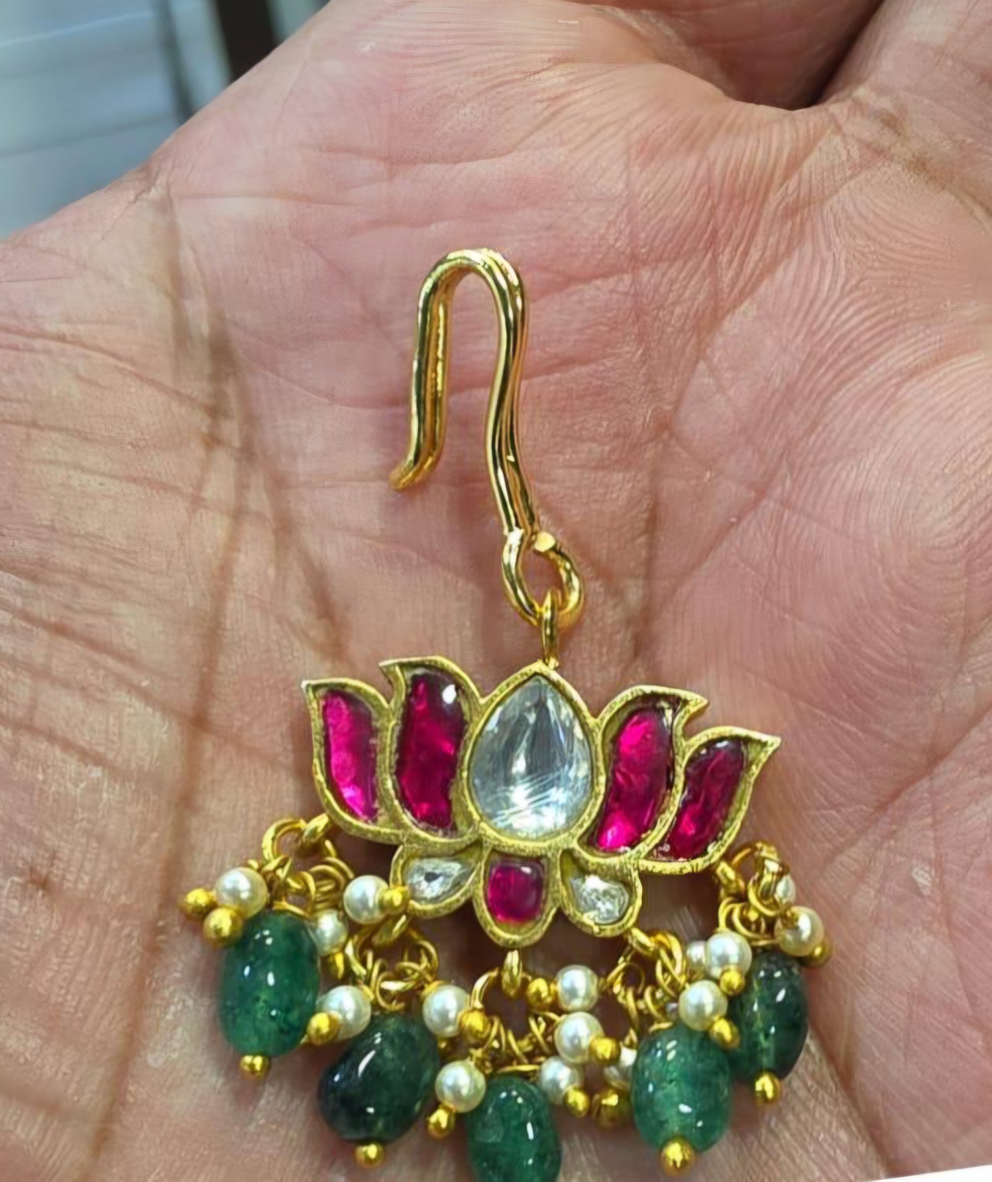 Jadau Kundan Lotus Maang Tikka | Indian Traditional Jewelry