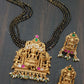 Antique Lakshmi Pendant Set Mangalasutra | Traditional Black Beads