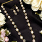 Baroque Pearl & CZ Ball Long Necklace Set | Designer Statement Necklace with Earrings | Indian Jewelry In USA