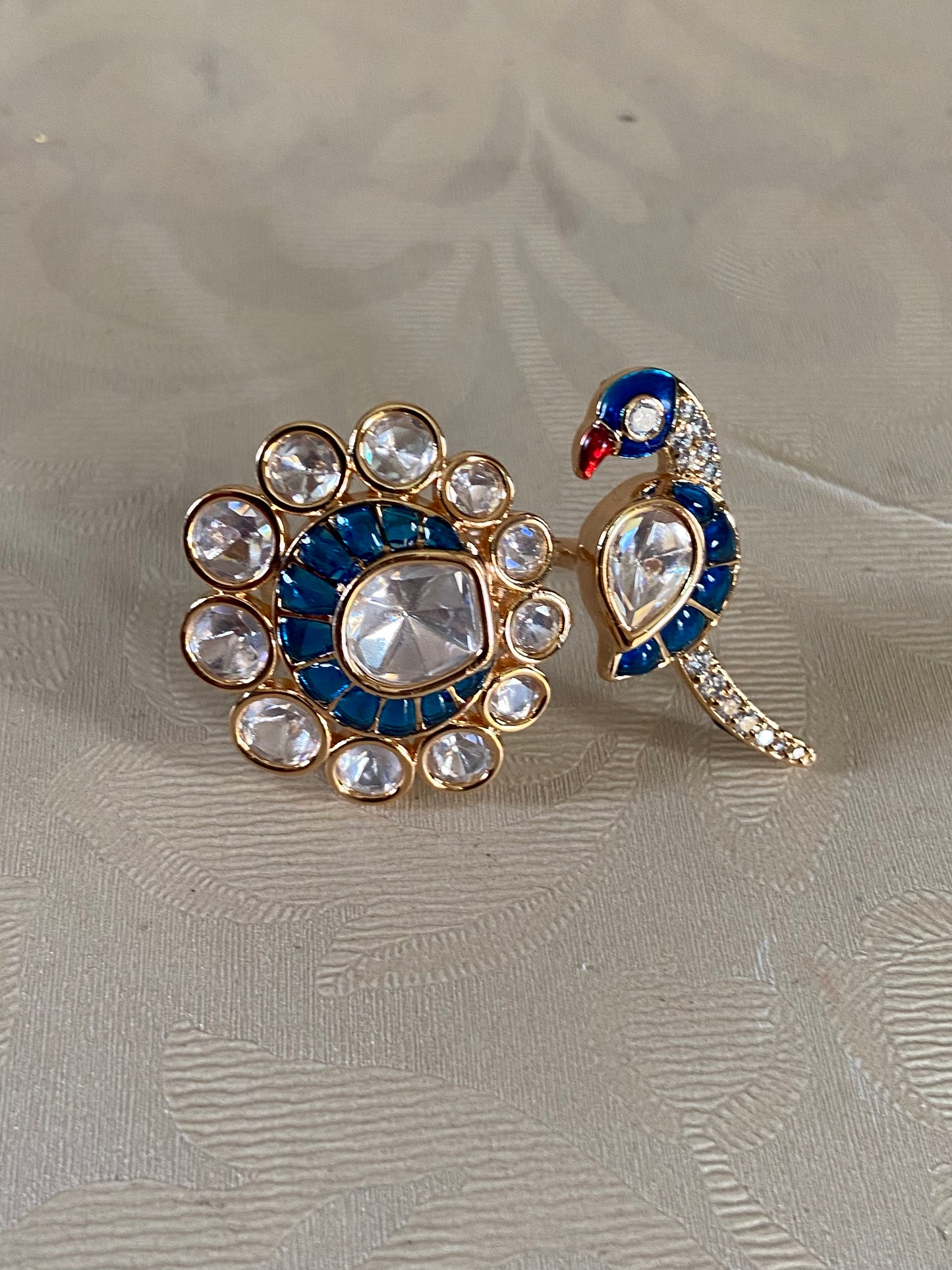 Moissanite Kundan Finger Ring