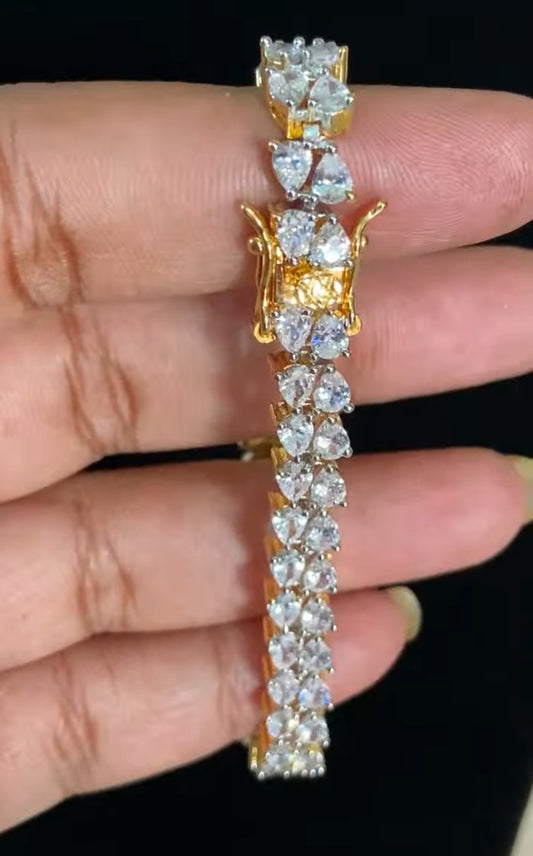 CZ Rhodium Bracelet | Two Tone Indian Bracelet