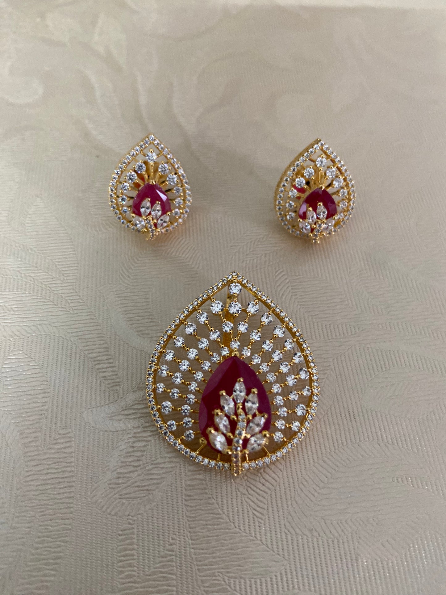 Beautiful AD Pendant With Studs | Latest Indian Jewelry