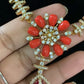 Coral Pendant AD Necklace Set | Indian Jewelry In USA | Gift Idea