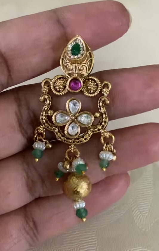 Antique Jalebi Necklace With Earrings |  Traditional Necklace