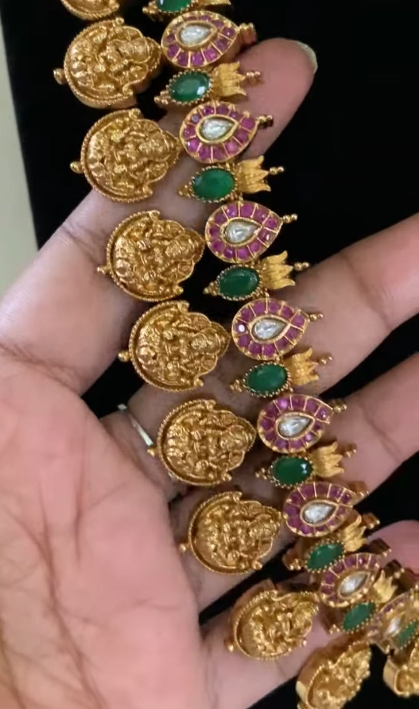 Lakshmi Haram With Earrings | Temple Traditional Necklace