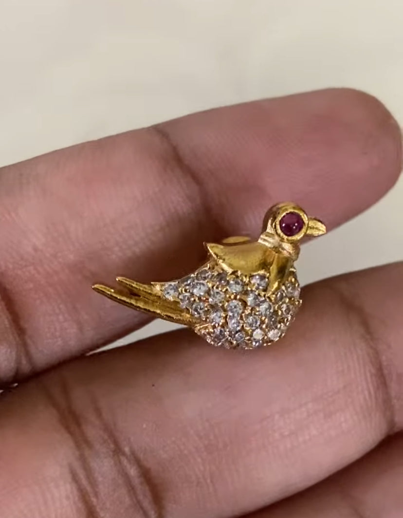 Simple Chain AD Kundan Bird Pendant With Studs | Indian Necklace