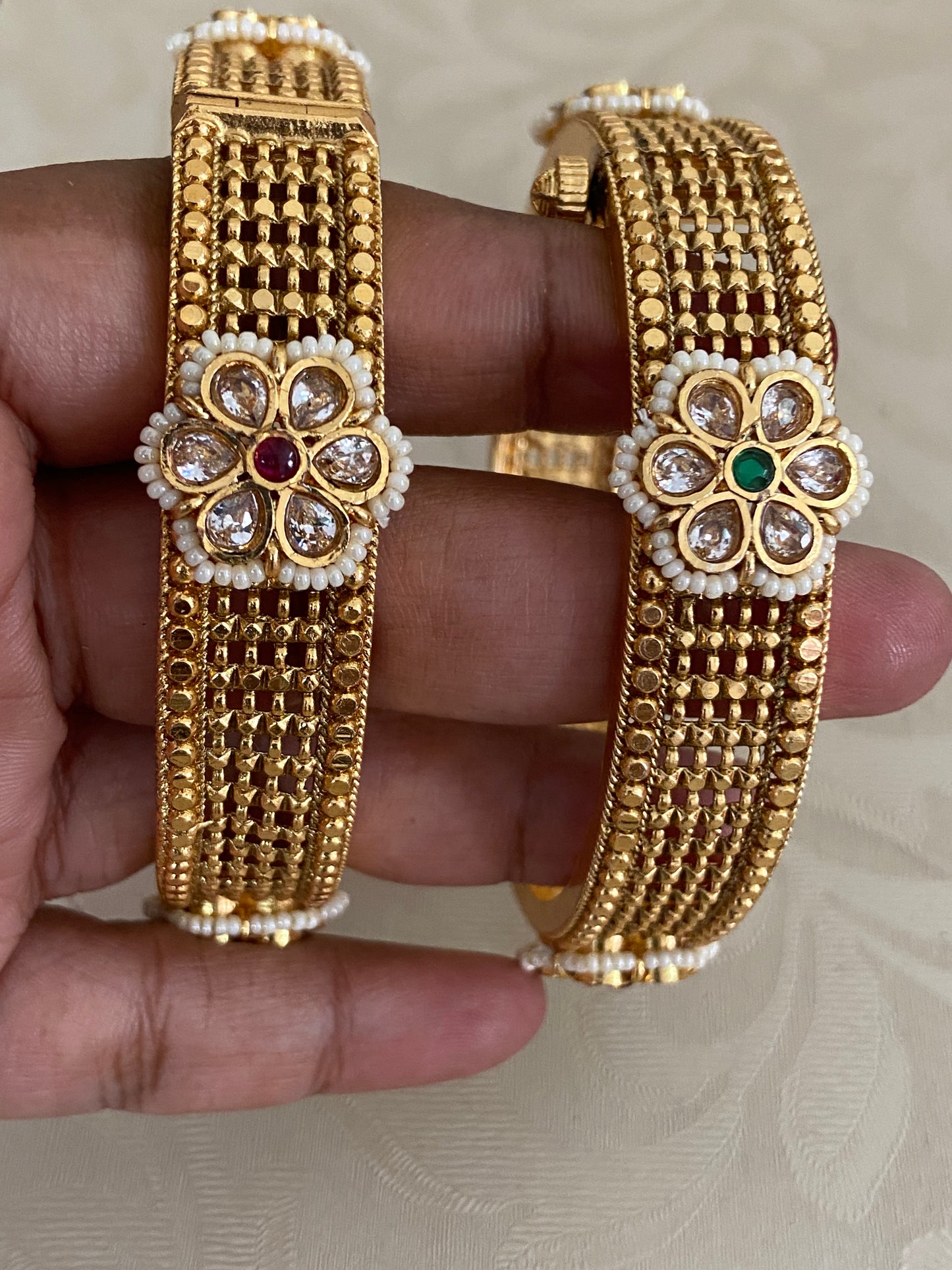 Antique Kundan Openable Bangles | Traditional  Bangles