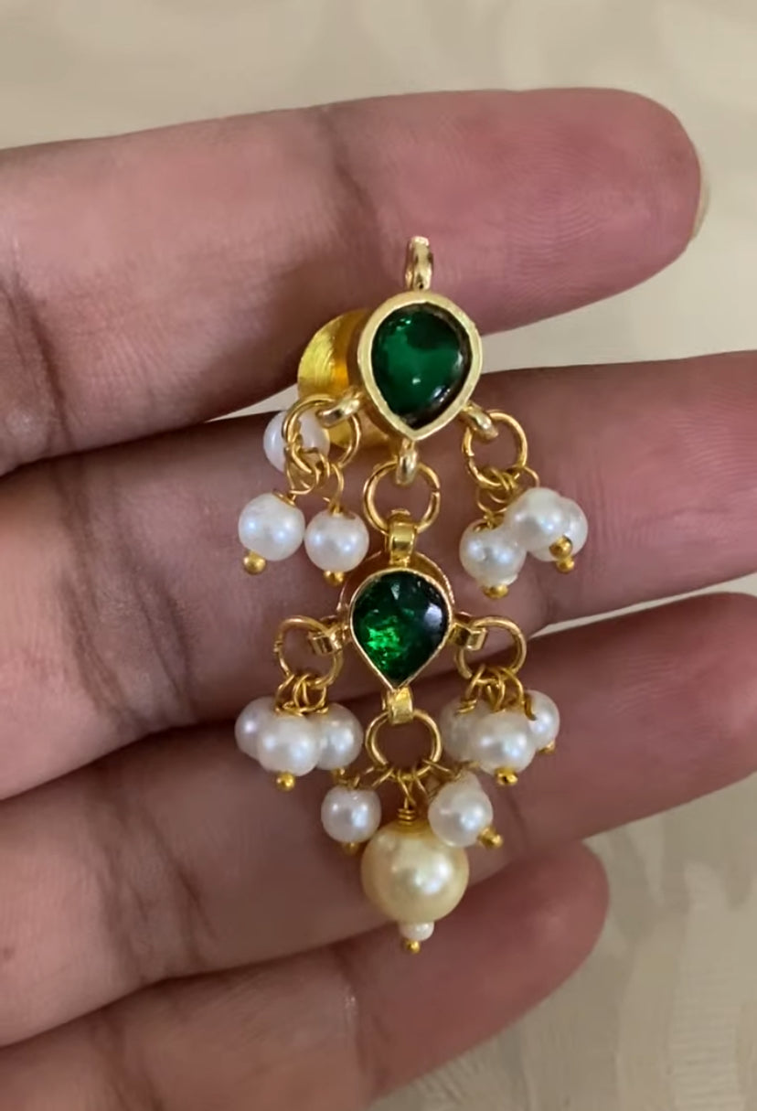 Triple Layer Pearl & Kundan Necklace With Earrings |  Indian Necklace