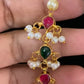 Triple Layer Pearl & Kundan Necklace With Earrings |  Indian Necklace