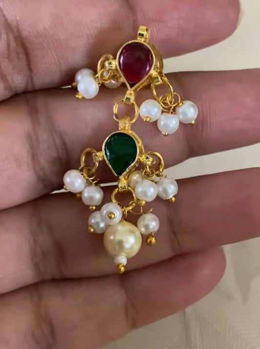Triple Layer Pearl & Kundan Necklace With Earrings |  Indian Necklace