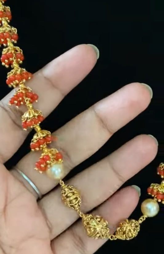 Coral Dangling Necklace With Earrings | Indian Jewelry In USA