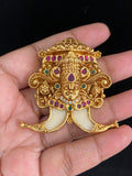 Antique CZ Balaji Tiger Nail Pendant | Indian Traditional Puligoru