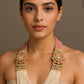 Kundan Embillished Pearl & Onyx Beads Necklace | Indian Luxury Necklace In USA | Side pendants necklace