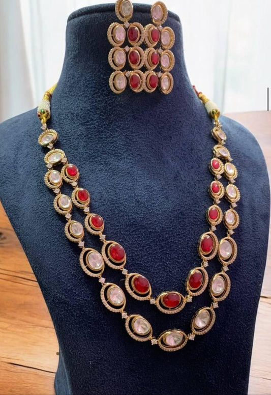Victorian AD Polki Kundan Necklace Eith Earrings | Indian Jewelry In USA | Gift Idea