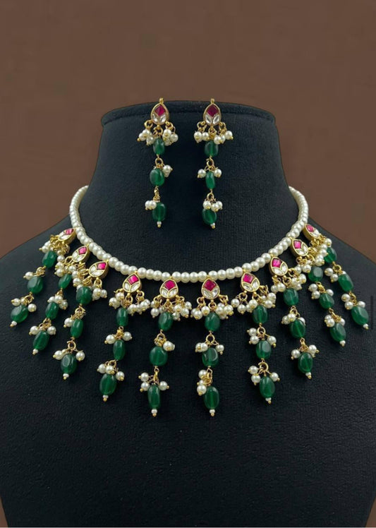 Kundan Beads & Pearls Necklace Set | Indian Necklace
