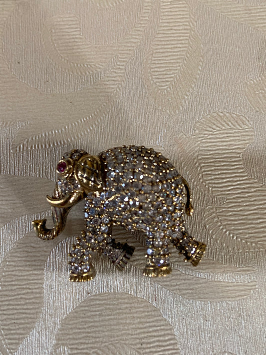 AD Elephant Brooch Pin |  Indian Jewelry